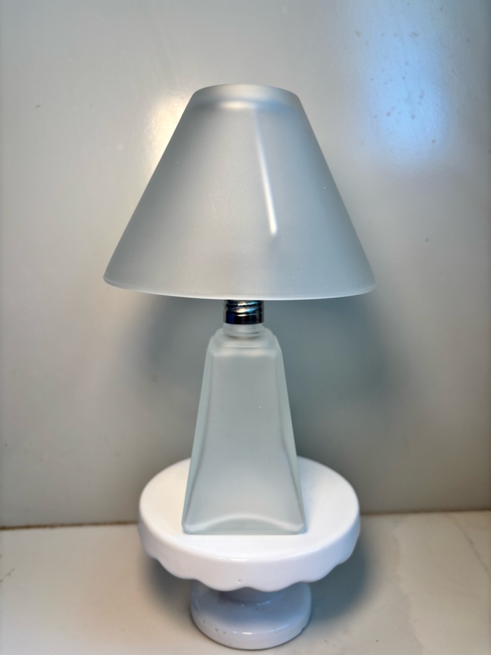 Vintage Provo Craft Frosted Glass Lamp – Unpainted Customizable Home Decor Kit
